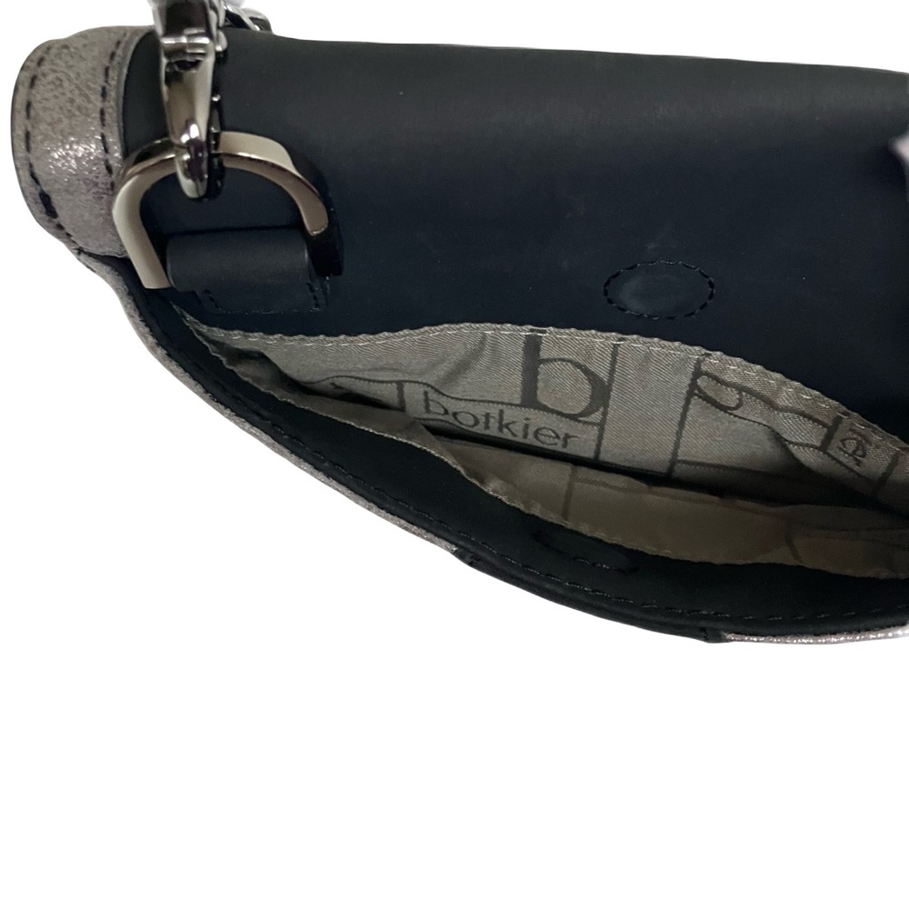 Botkier Crossbody Bag Black Leather Silver Chain Strap Flap Top Shoulder Purse - Picture 8 of 16